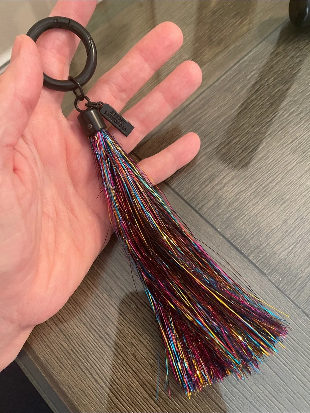 Victoria's Secret Metallic Tinsel Tassel Bag Charm/Keychain